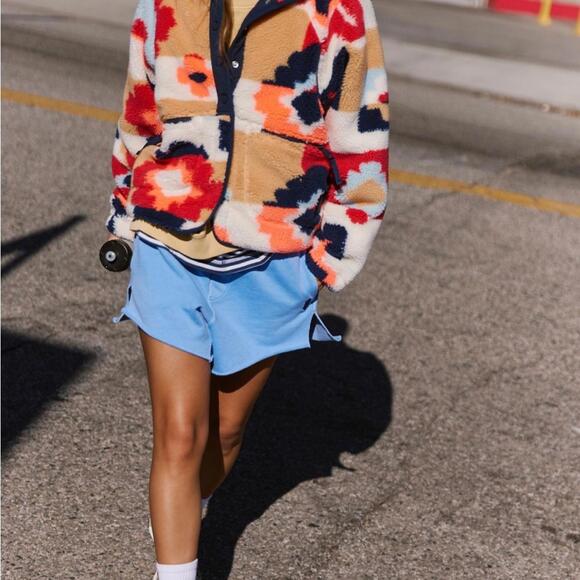 $198 FREE PEOPLE Movement Hit The Slopes Printed Fleece Jacket Sunset .Size XS - Picture 11 of 11